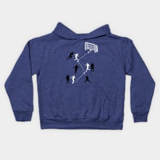 Funny Soccer play move with soccer players soccer on field to score goal Kids Hoodie
